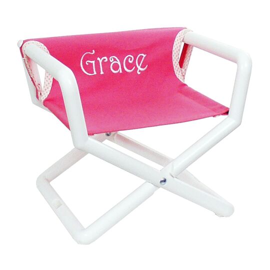 Hot Pink Canvas Junior Director Chair with White Frame